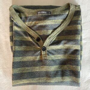 Vox Populi Men’s Striped Tee – Size L | Tri-Blend, Made in USA, Vintage Style